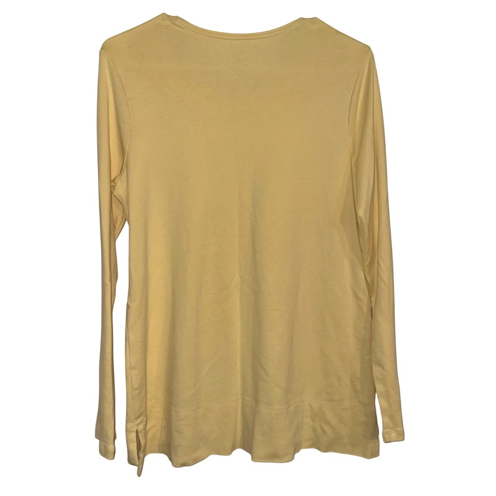 J Jill Perfect 100% Pima Cotton High-Low Long Sleeve Tee Butter Yellow Size M - Picture 4 of 6